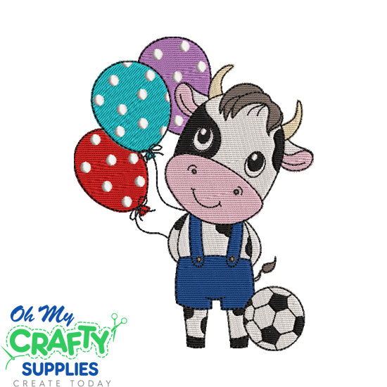Balloon Cow Embroidery Design