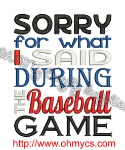 Baseball Apology Embroidery Design