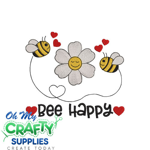 Bee Happy 325 Embroidery Design