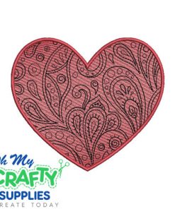 Blended Henna Heart Embroidery Design