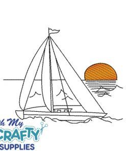 Boat Sunset Embroidery Design