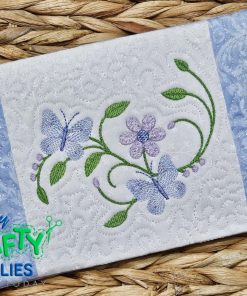 Butterfly Vines Mug Rug Embroidery Design (MAD)