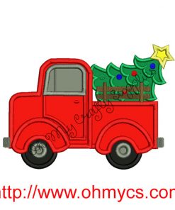 Christmas Tree Truck Applique Embroidery Design