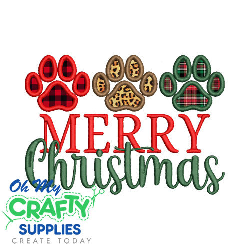 Christmas Paw Trio Applique 823 Embroidery Design