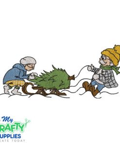 Christmas Tree Couple Embroidery Design