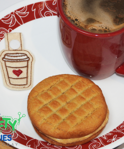 ITH Coffee Cup Key Fob 222 Embroidery Design