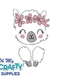 Cute Floral llama 11422 Embroidery Design