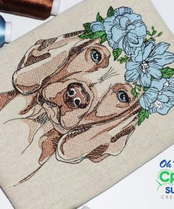 Sketch Floral Crown Dog 2020 Embroidery Design