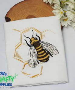 Bee with comb Embroidery Design