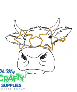 Moo with Star glasses Embroidery Design