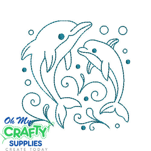 Dolphin Line art 2025 Embroidery Design
