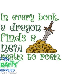 Dragon Book Quote Embroidery Design