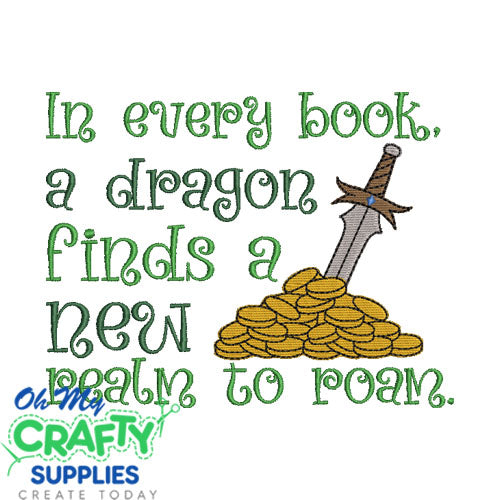 Dragon Book Quote Embroidery Design