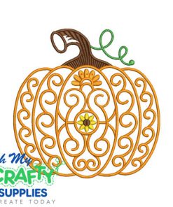 Elegant Swirling Pumpkin Embroidery Design