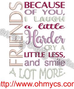 Friends Cry Laugh Smile Embroidery Design