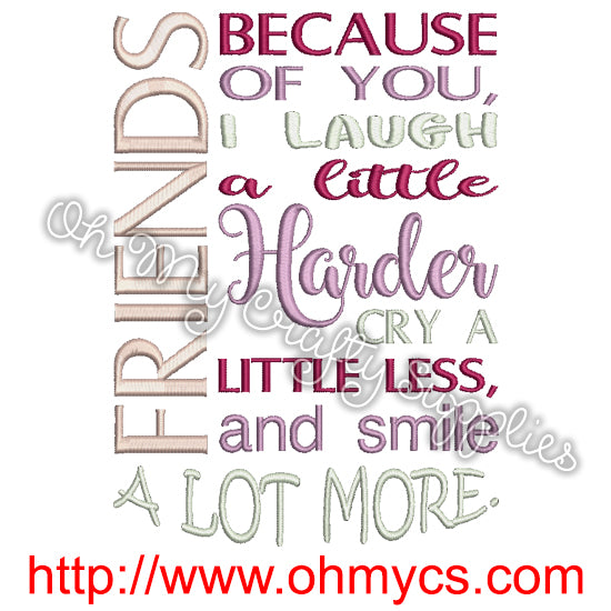 Friends Cry Laugh Smile Embroidery Design