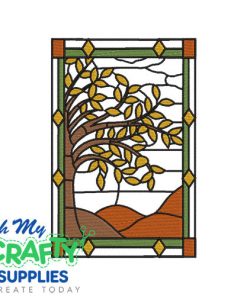 Fall Tree Stain Glass Embroidery Design