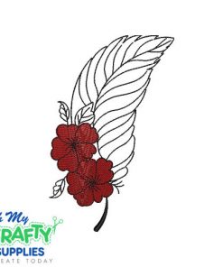 Feather Flowers Sketch Embroidery Design