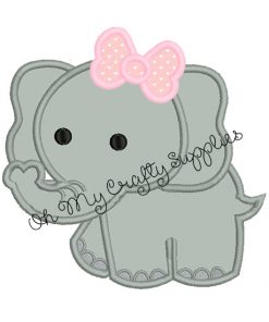 Elephant with Bow Applique Embroidery Design