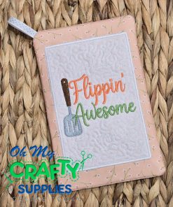 ITH Flippin' Awesome Potholder Embroidery Design