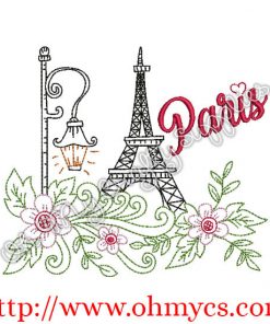 Floral Paris Embroidery Design