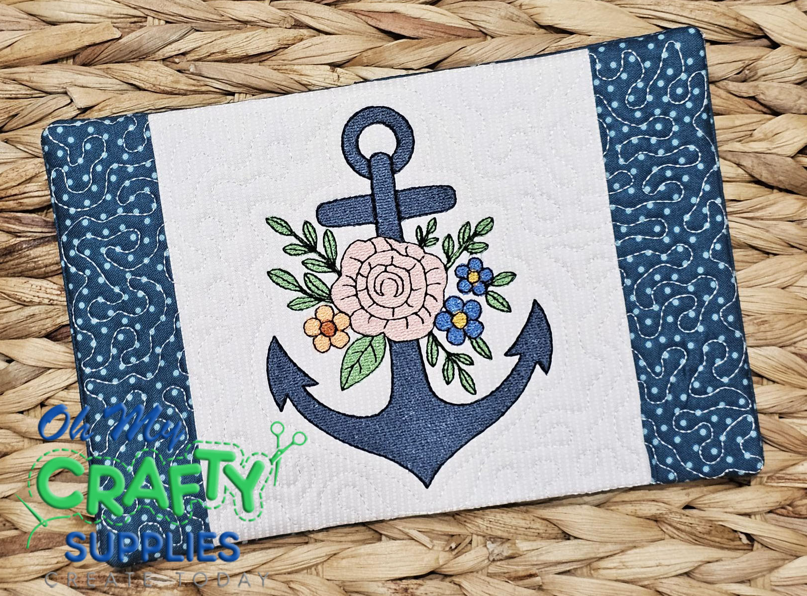 Floral Anchor Mug Rug Embroidery Design (MAD)