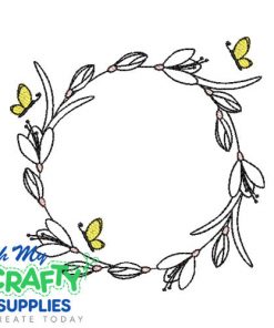 Floral Butterfly Frame 512 Embroidery Design