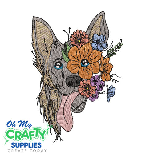 Floral Dog 81723 Embroidery Design