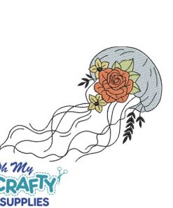 Floral Jelly Fish Embroidery Design