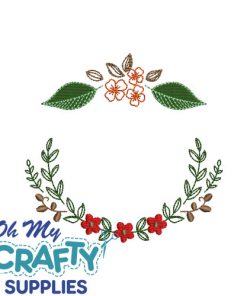 Floral Leafy Monogram Frame Embroidery Design