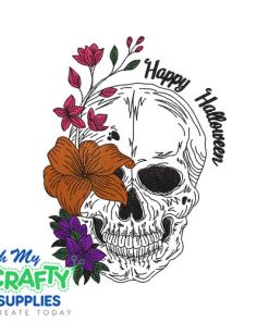 Floral Skull 9723 Embroidery Design