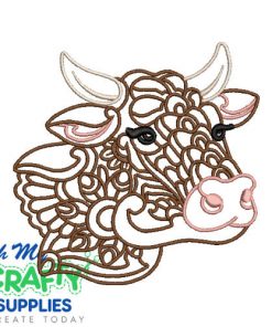 Flourish Cow Embroidery Design