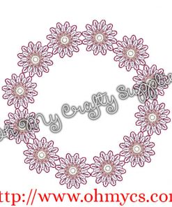 Flower Monogram Frame Embroidery Desgn