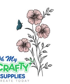 Flowers with Butterfly 1231 Embroidery Design