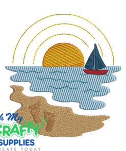 Foot Prints in the Sand Embroidery Design