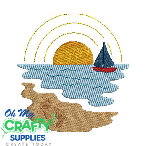 Foot Prints in the Sand Embroidery Design