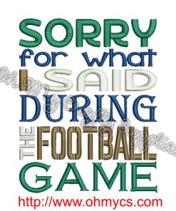 Football Apology Embroidery Design
