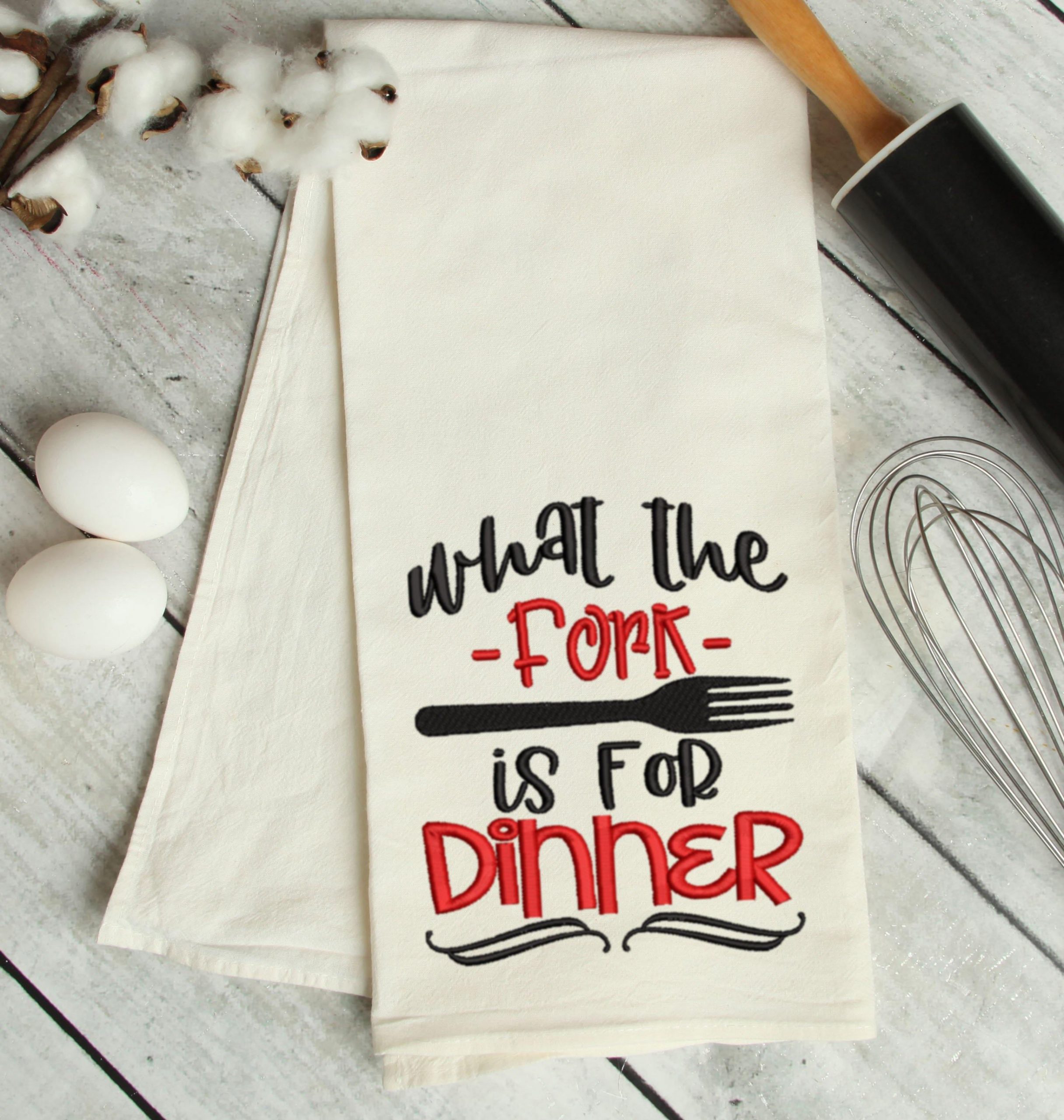 What the fork is for Dinner Embroidery Design