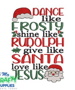 Frosty Rudolph Santa Jesus Embroidery Design