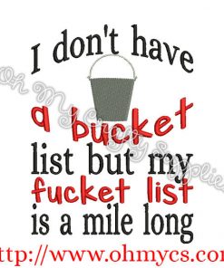 Bucket List Embroidery Design