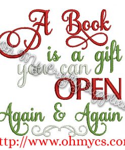 Gift of a Book Embroidery Design