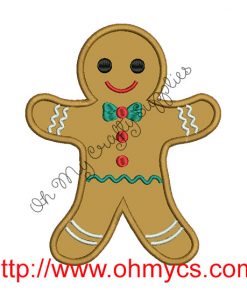 Gingerbread Man Applique Embroidery Design