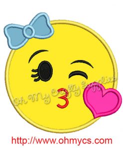 Girl Kiss Emoji Applique Design
