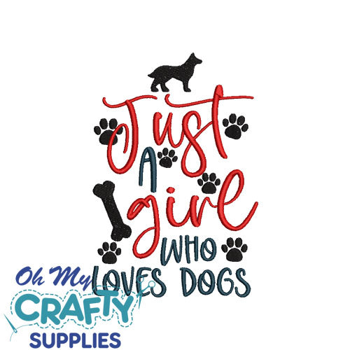Girl Loves Dogs 1230 Embroidery Design