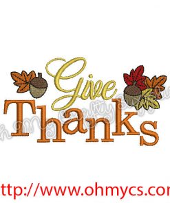 Give Thanks Embroidery Design