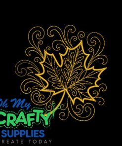 Golden Leaf Flourish Embroidery Design