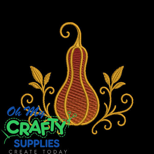 Golden Autumn Gourd Embroidery Design