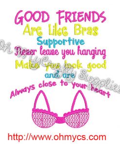 Good Friends are like Bras Embroidery Design