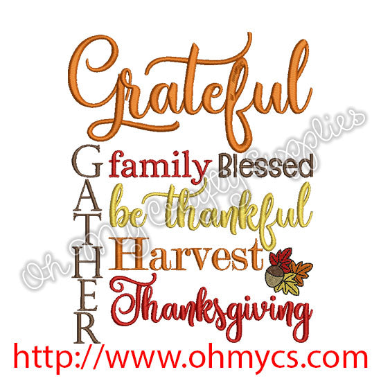 Grateful Embroidery Design