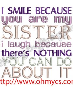 HAHA Sister Embroidery Design